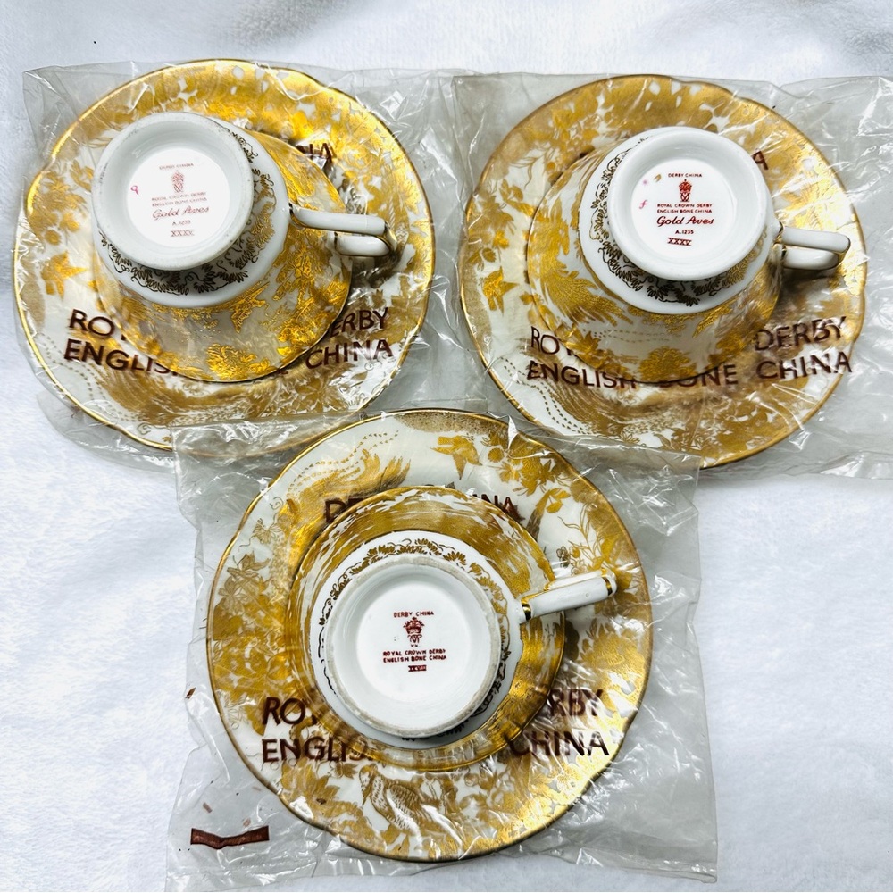 Vitage Royal Crown Derby Gold and White Coffee & Tea Set. Brand new.
